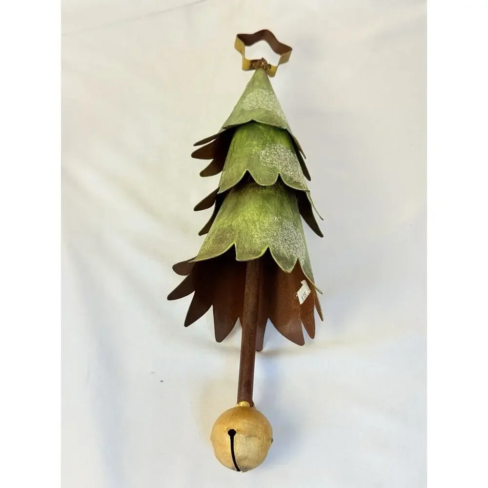 15” Rustic Primitive Metal Christmas Tree Jungle Bell Farmhouse Country Holiday